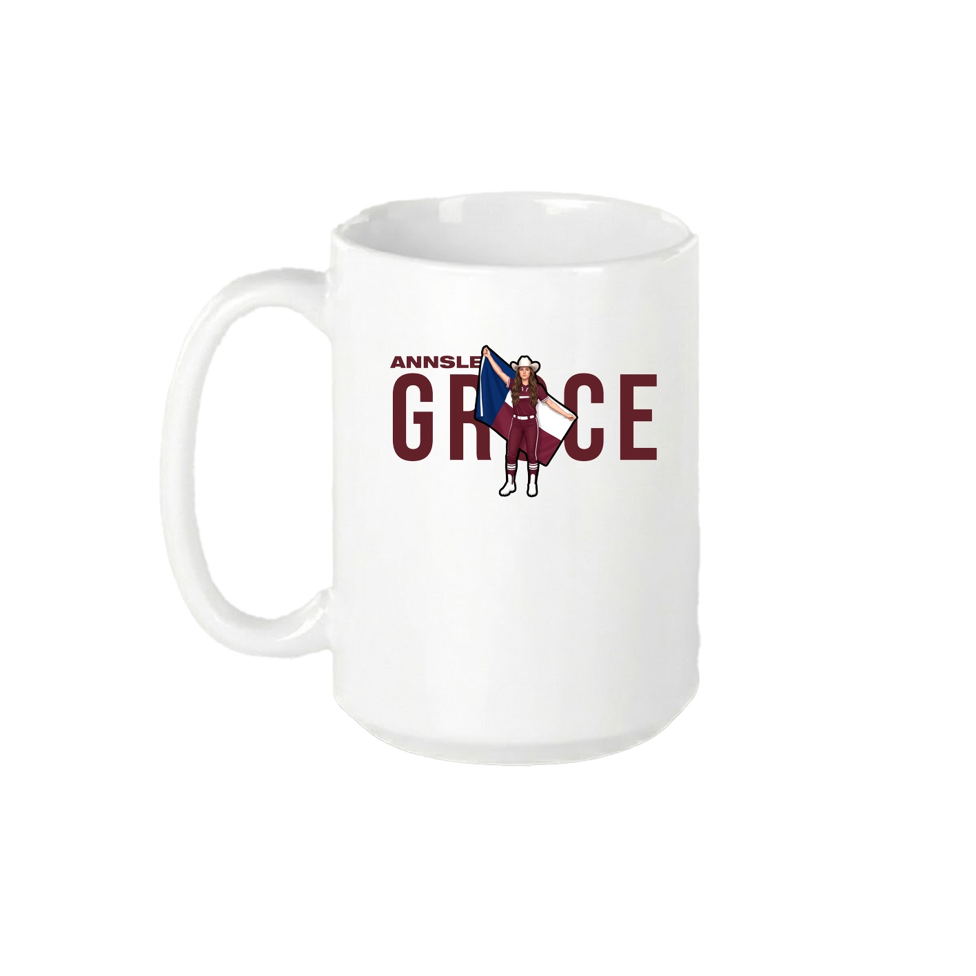15oz Coffee Mug — Player Name in White