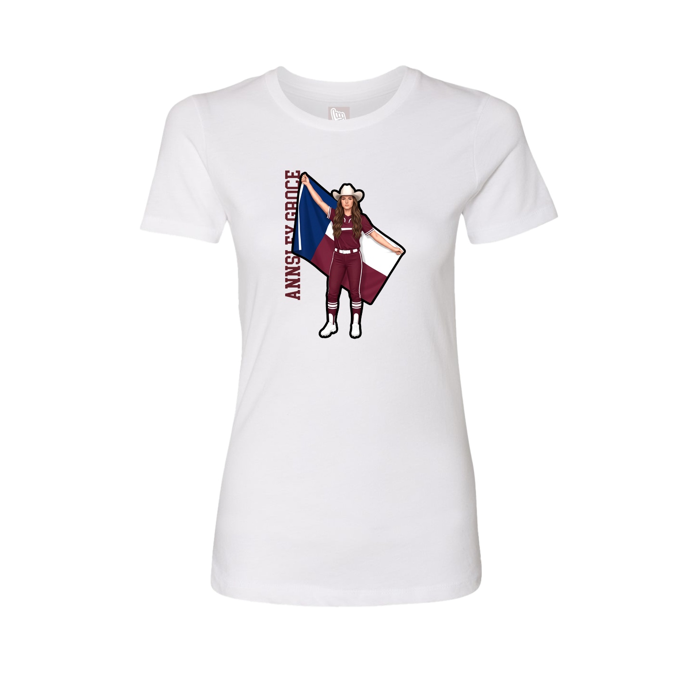 Fitted Women's Tee — Name Vertical in White