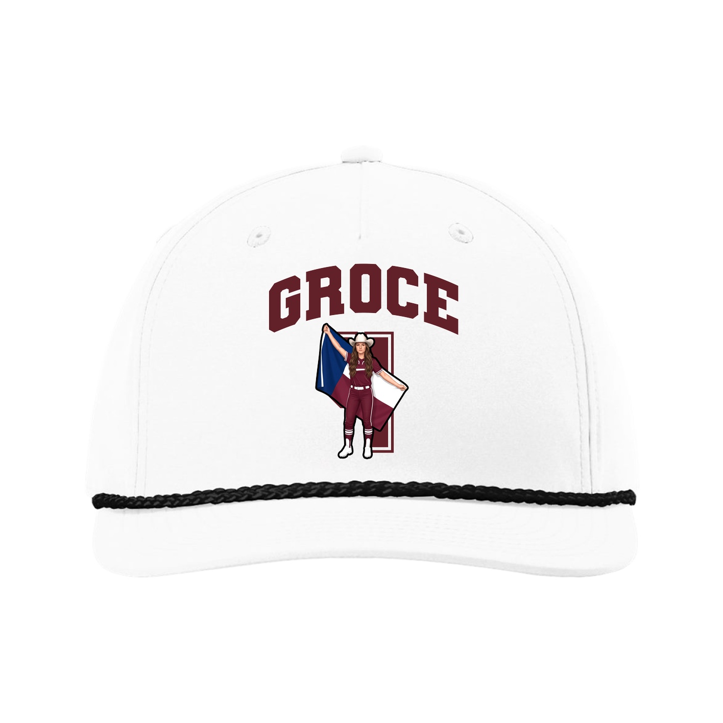 Five-Panel Classic Rope Cap — Number in White