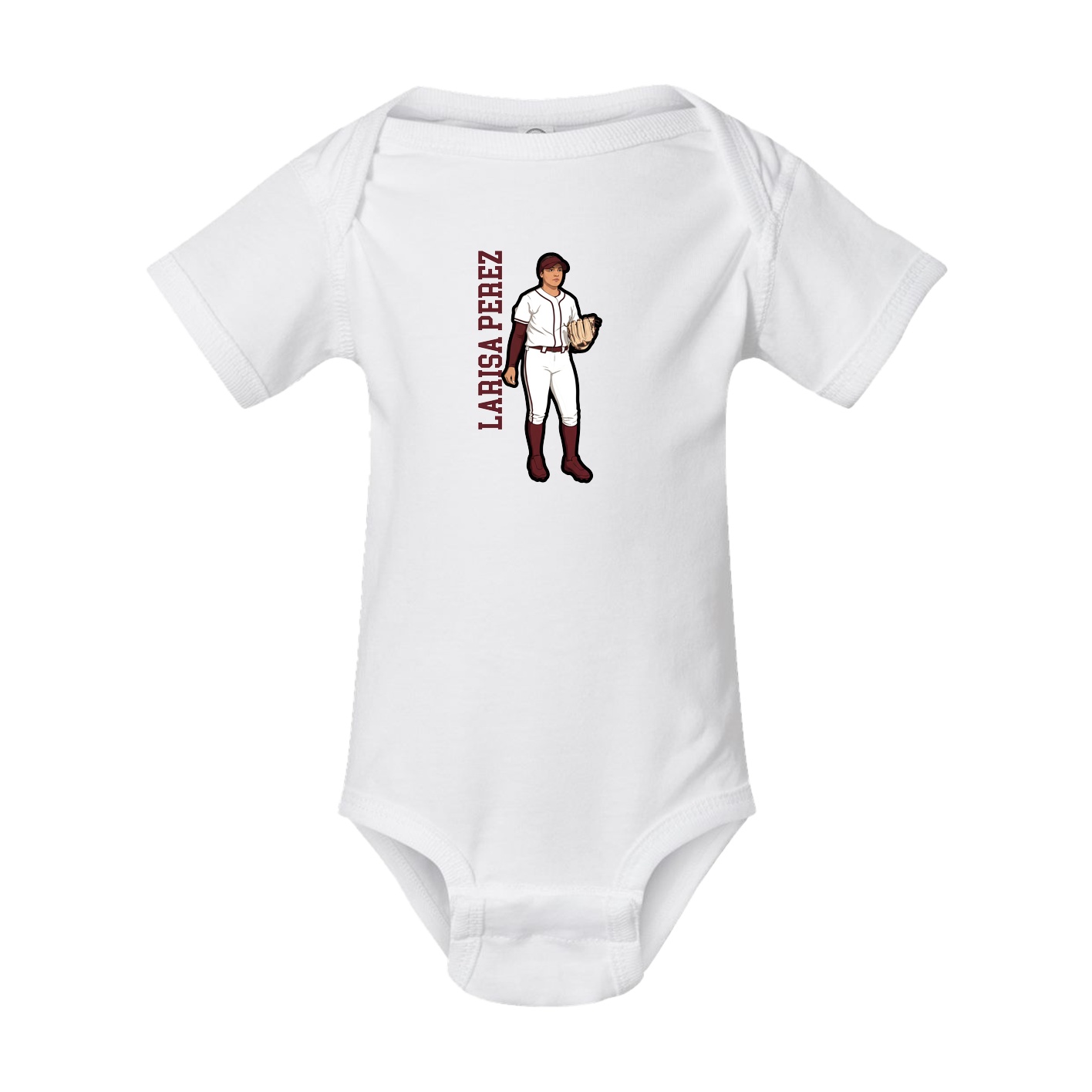 Baby Onesie — Name Vertical in White