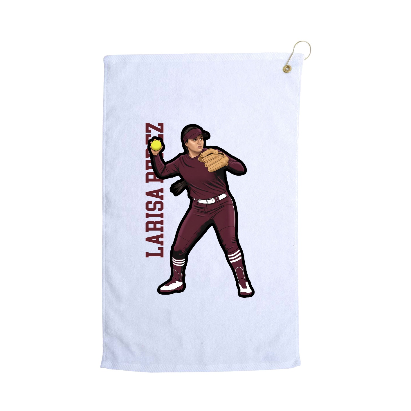 Golf Towel — Name Vertical in White