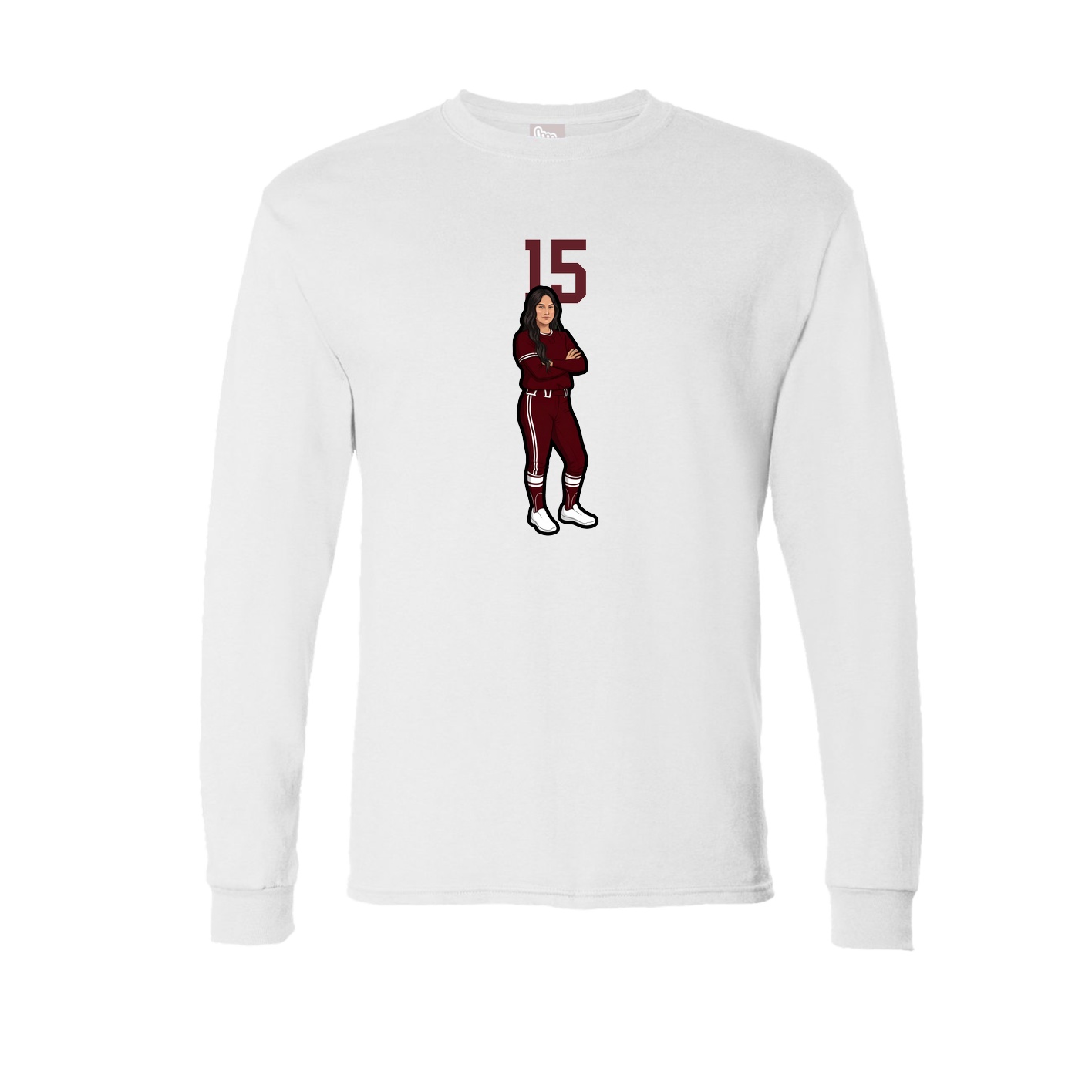Long Sleeve Tee — Number Top in White