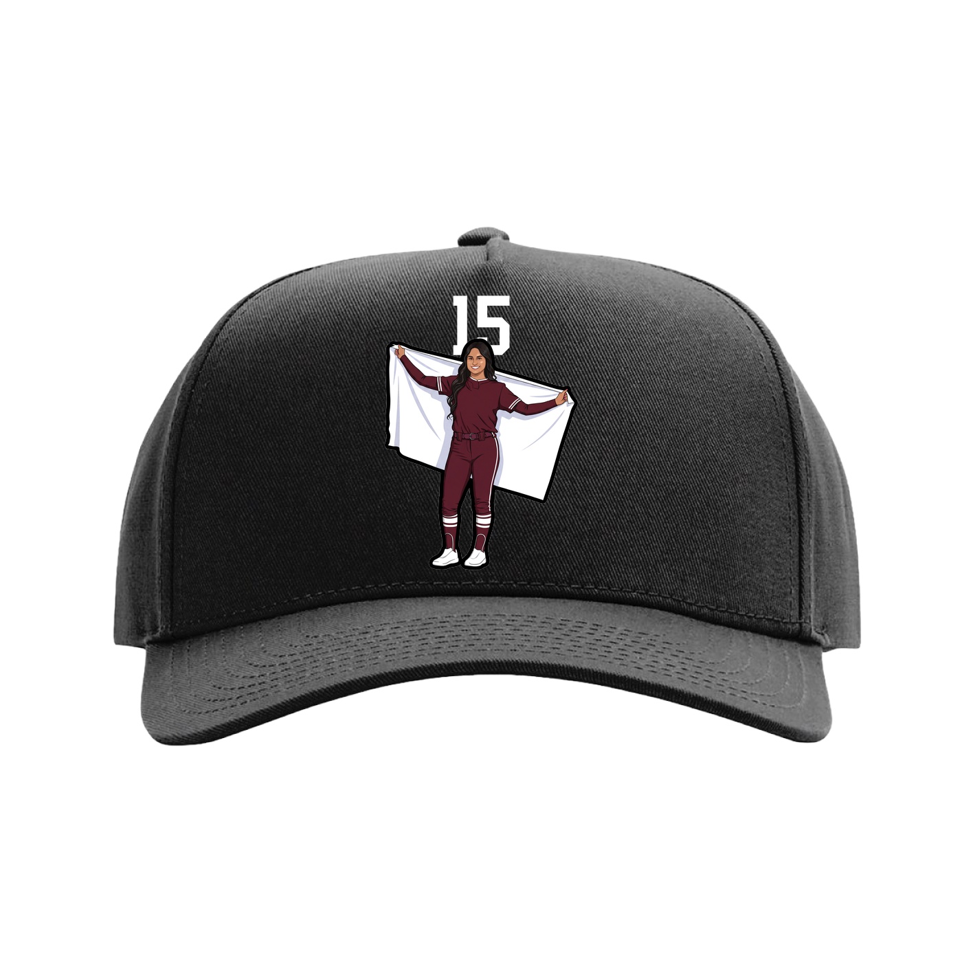 Full Fabric Five-Panel Champ Cap — Number Top in Black