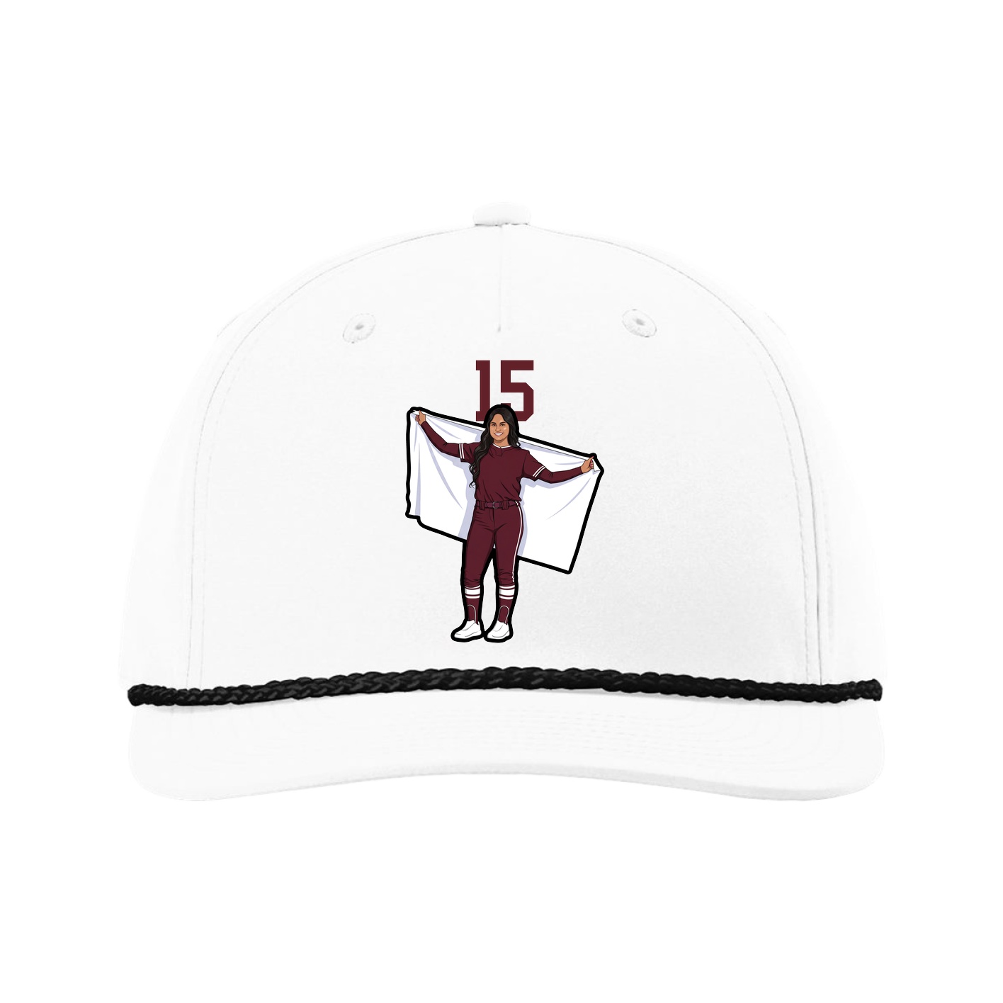Five-Panel Classic Rope Cap — Number Top in White