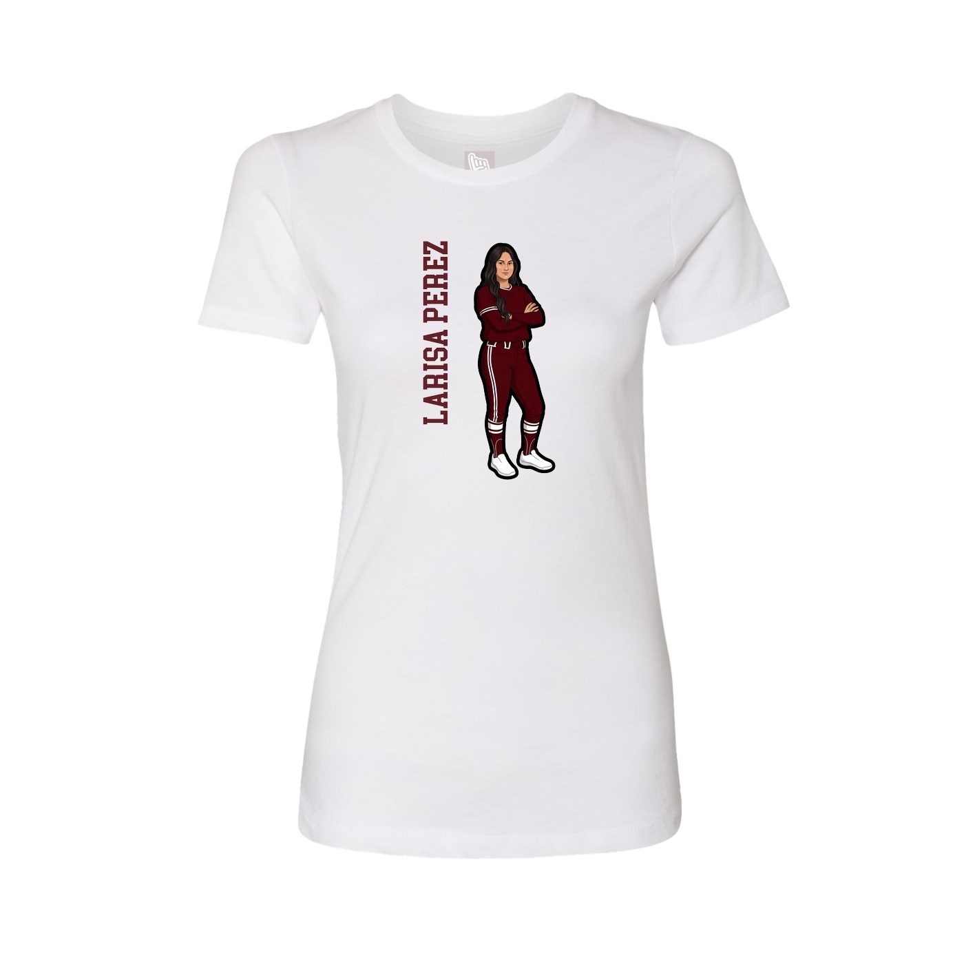 Fitted Women's Tee — Name Vertical in White