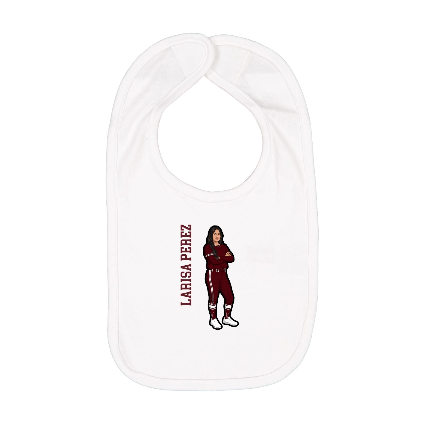 Infant Bib — Name Vertical in White