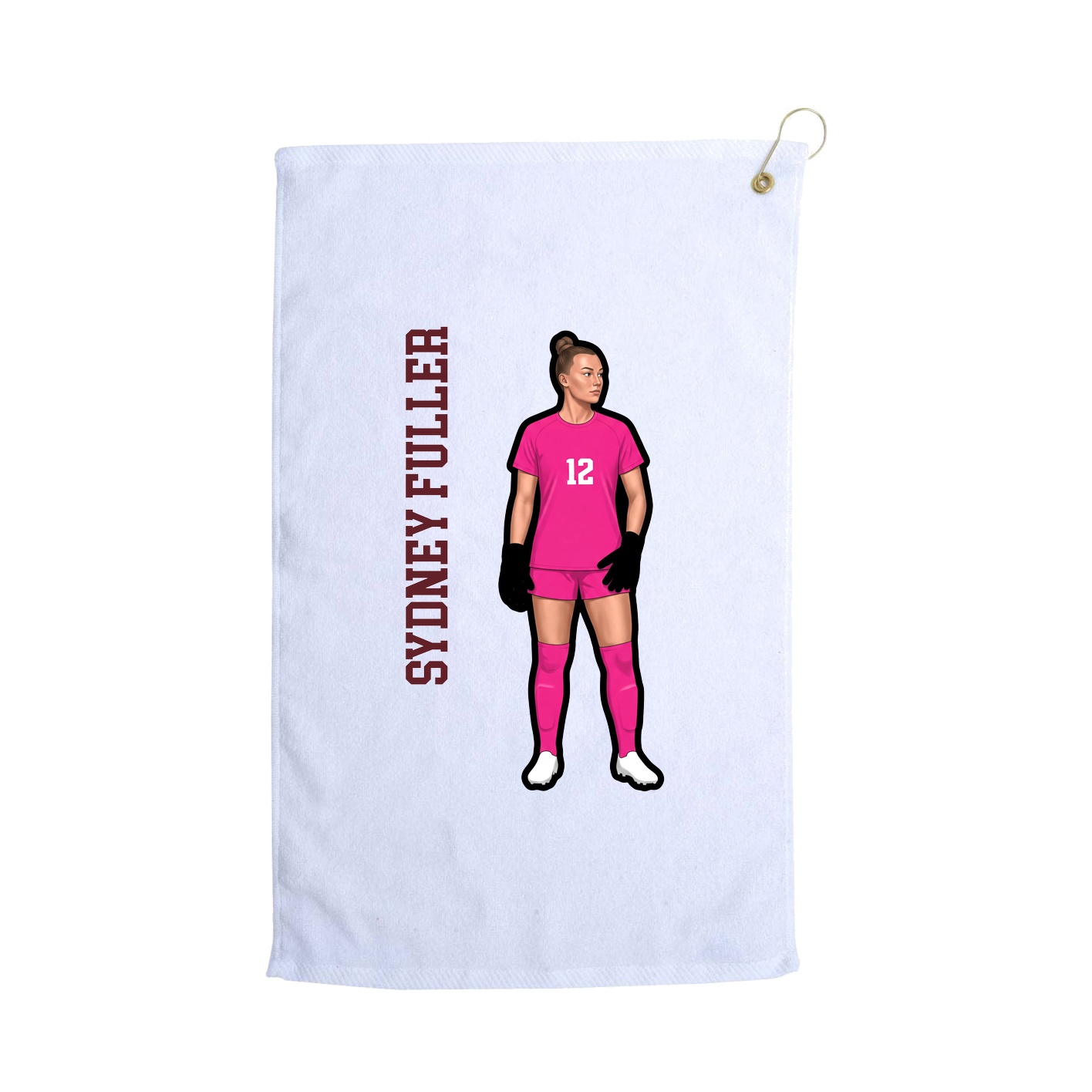 Golf Towel — Name Vertical in White