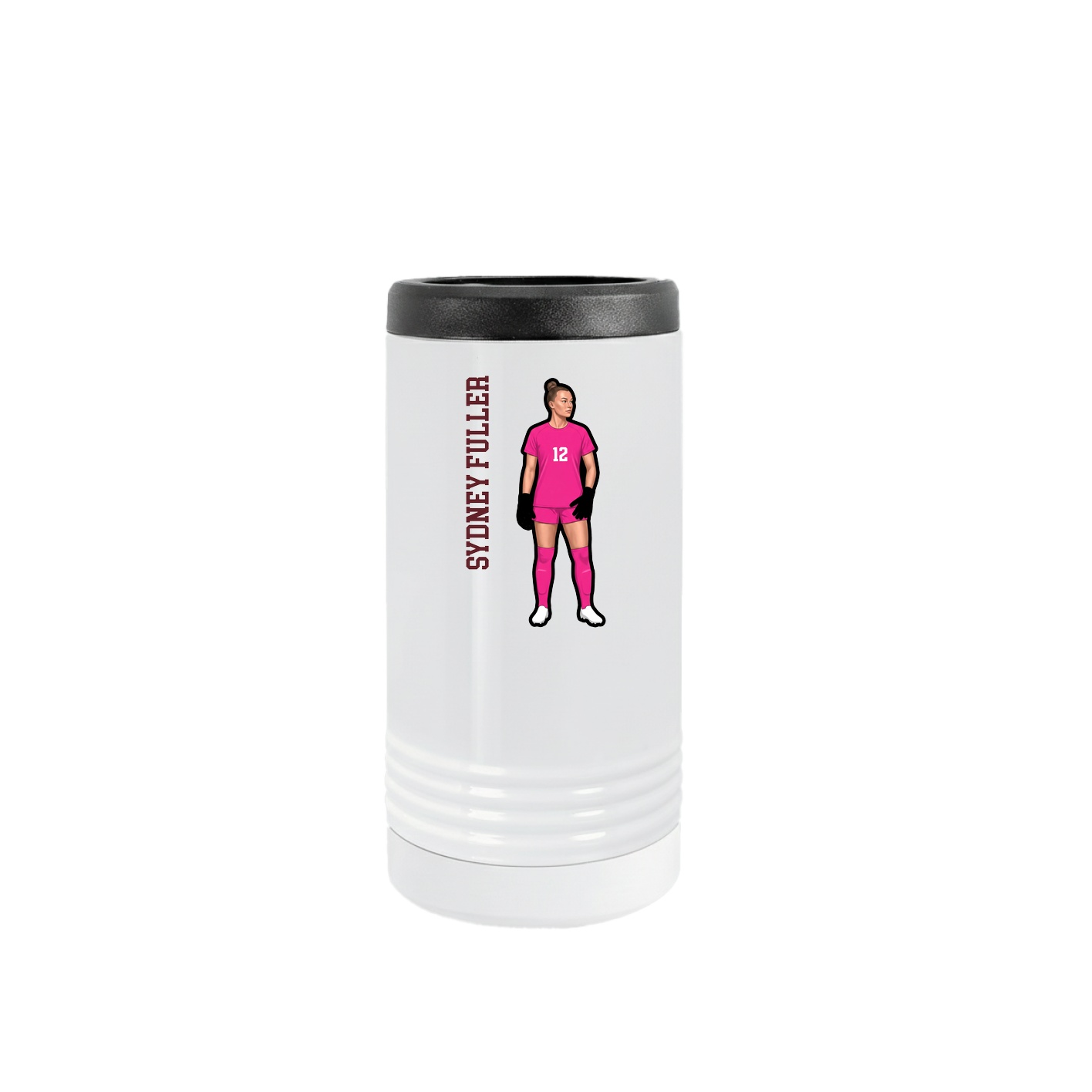 Slim Beverage Holder — Name Vertical in White