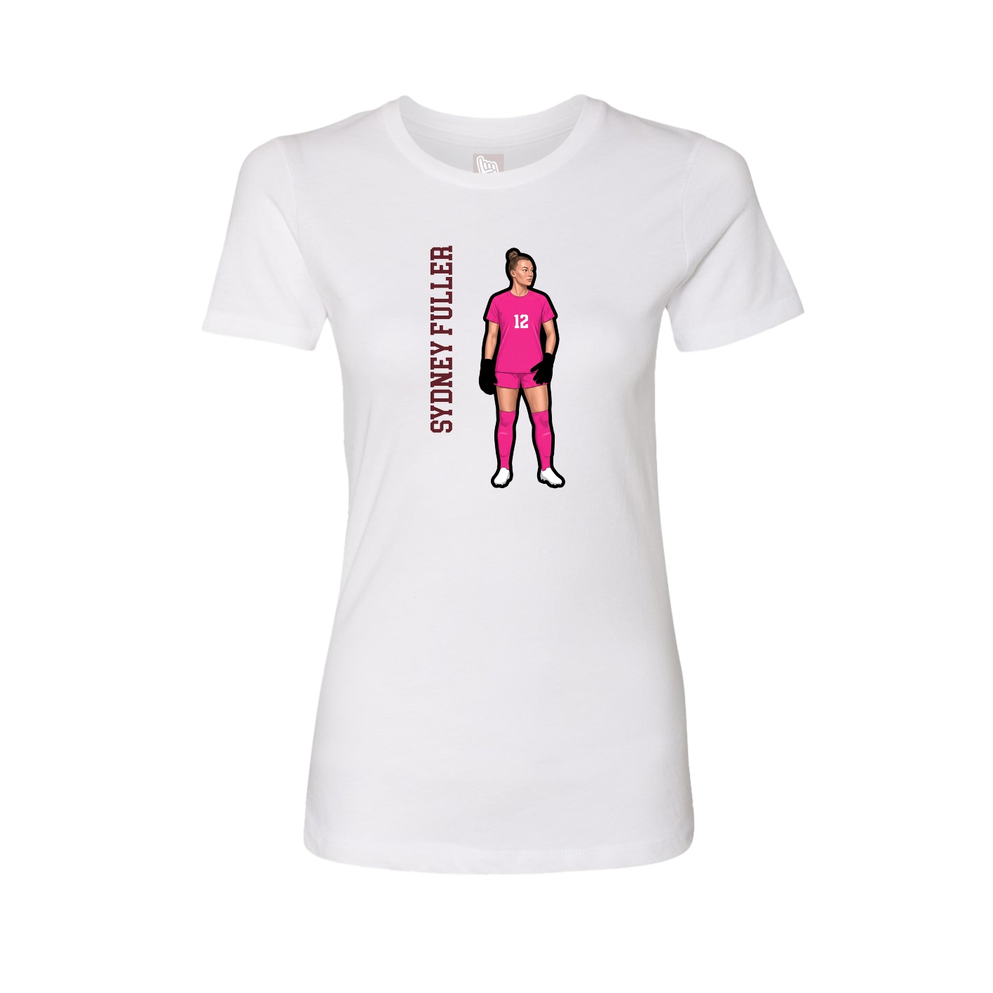 Fitted Women's Tee — Name Vertical in White