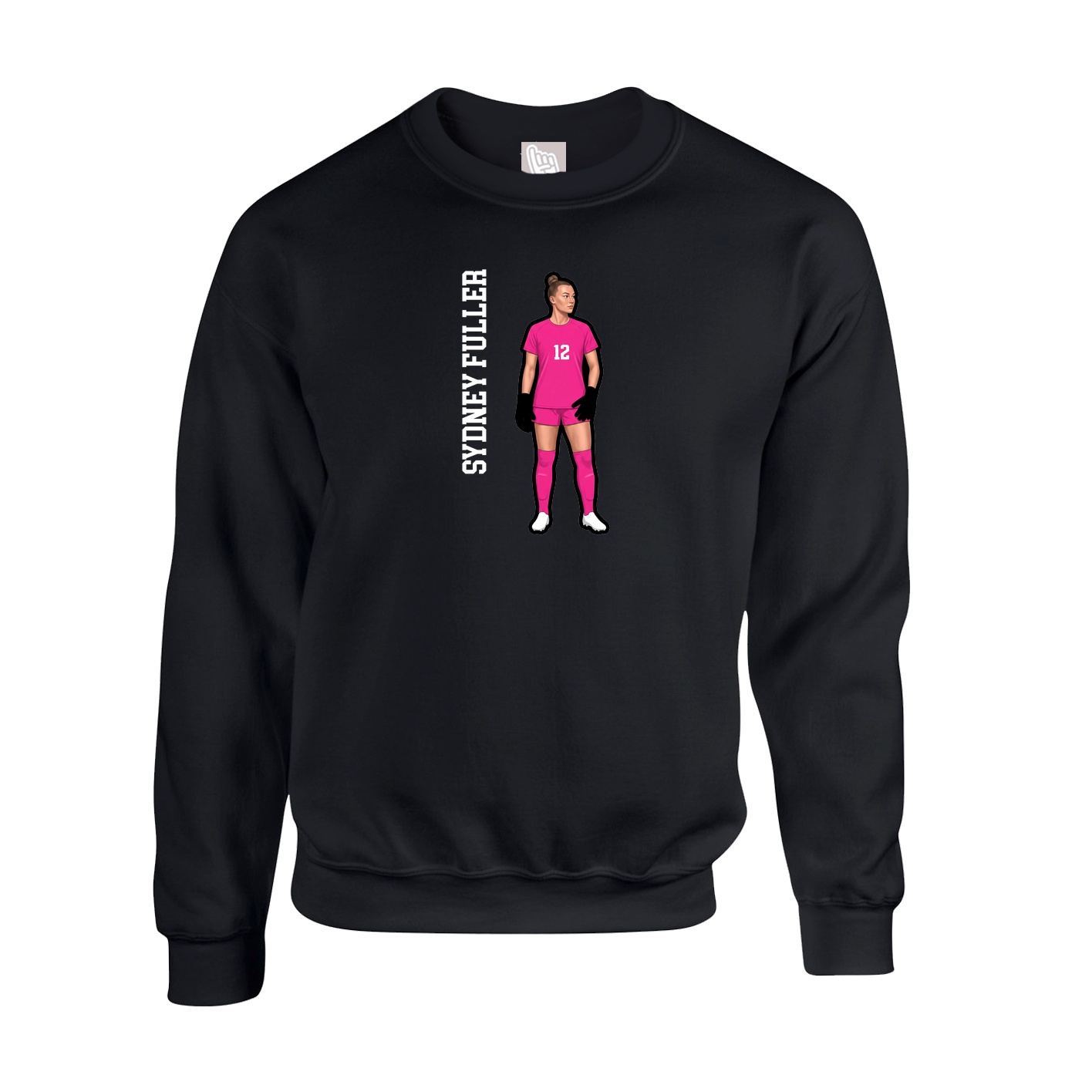 Fleece Crew — Name Vertical in Black
