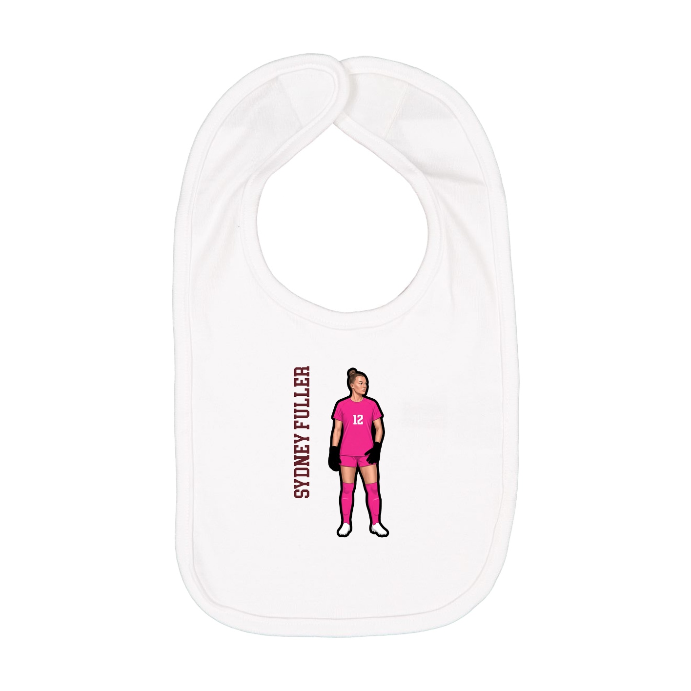 Infant Bib — Name Vertical in White