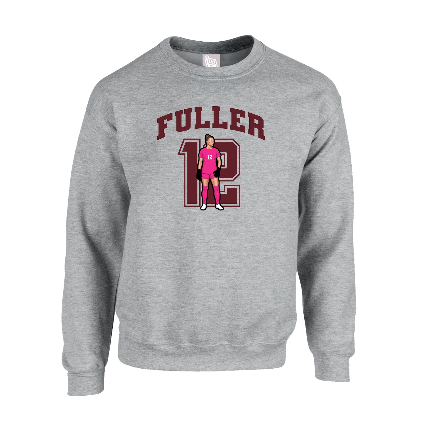 Fleece Crew — Number in Grey