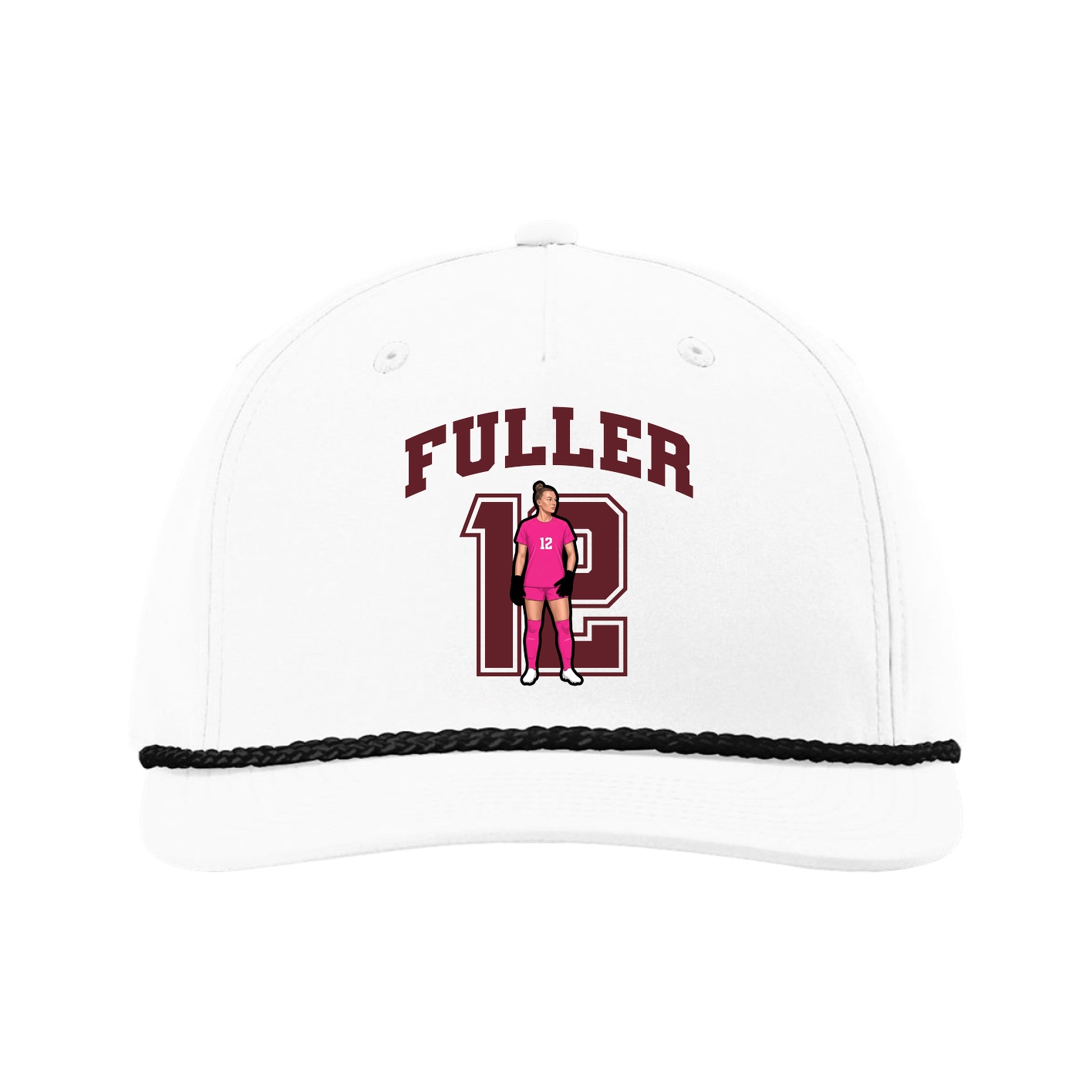 Five-Panel Classic Rope Cap — Number in White