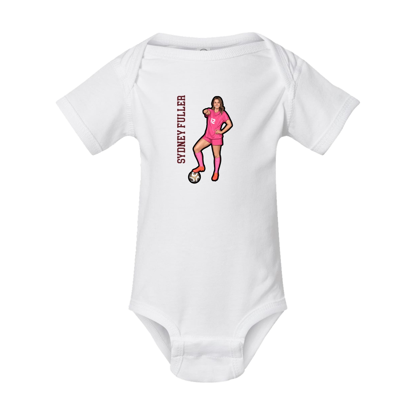 Baby Onesie — Name Vertical in White