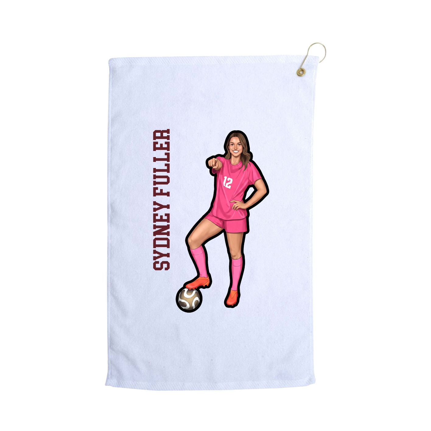 Golf Towel — Name Vertical in White