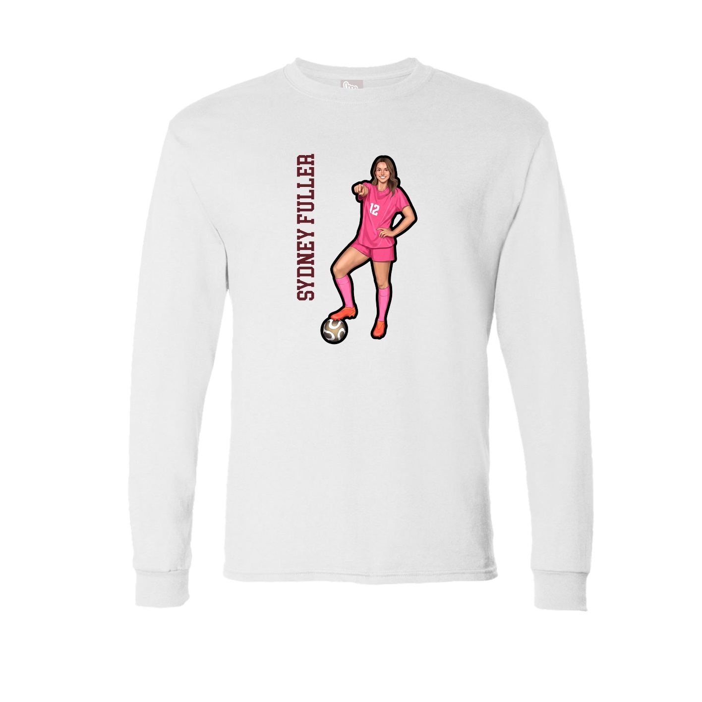 Long Sleeve Tee — Name Vertical in White