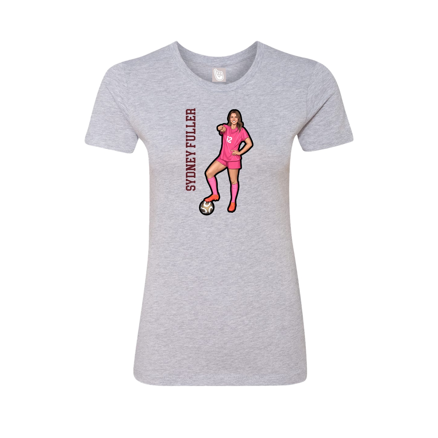 Fitted Women's Tee — Name Vertical in Grey