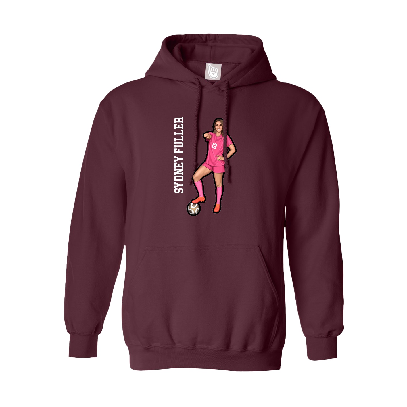 Youth Hoodie — Name Vertical in Maroon