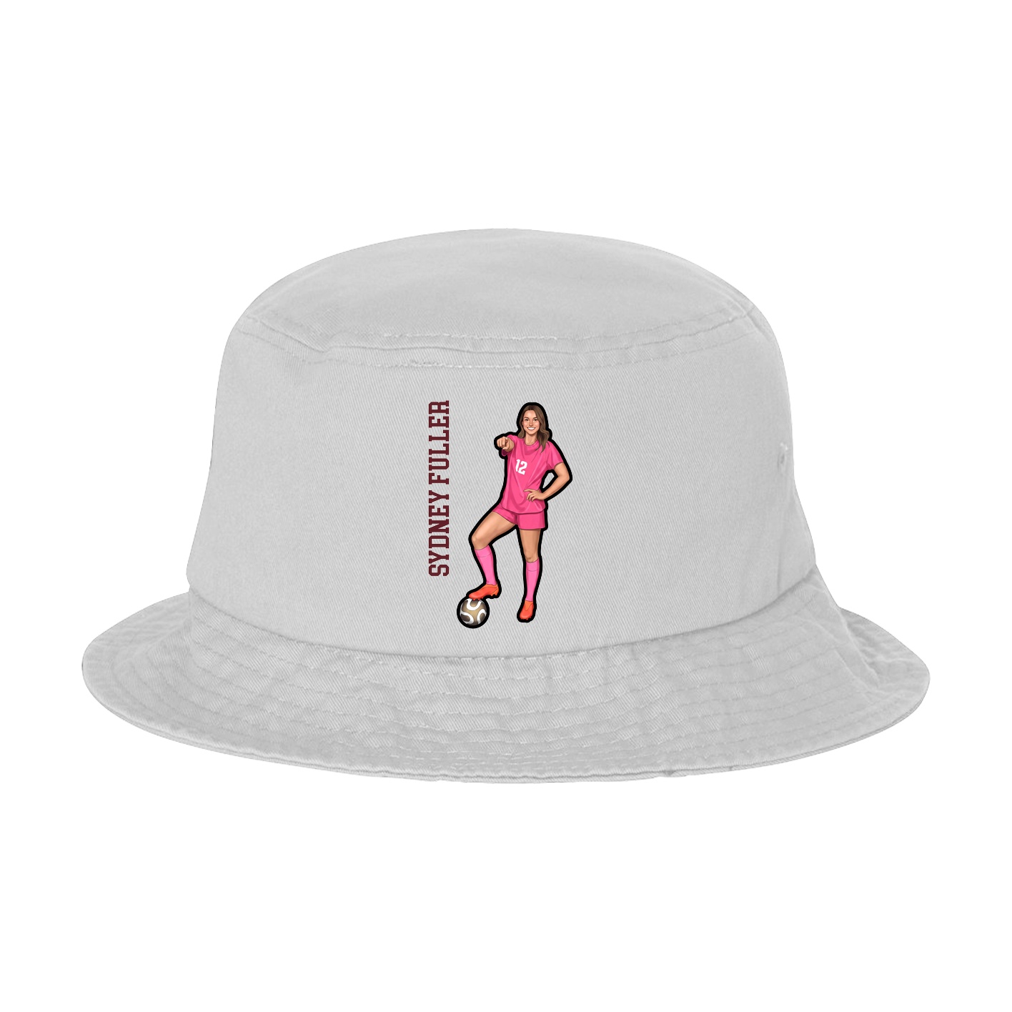 Bucket Cap — Name Vertical in White
