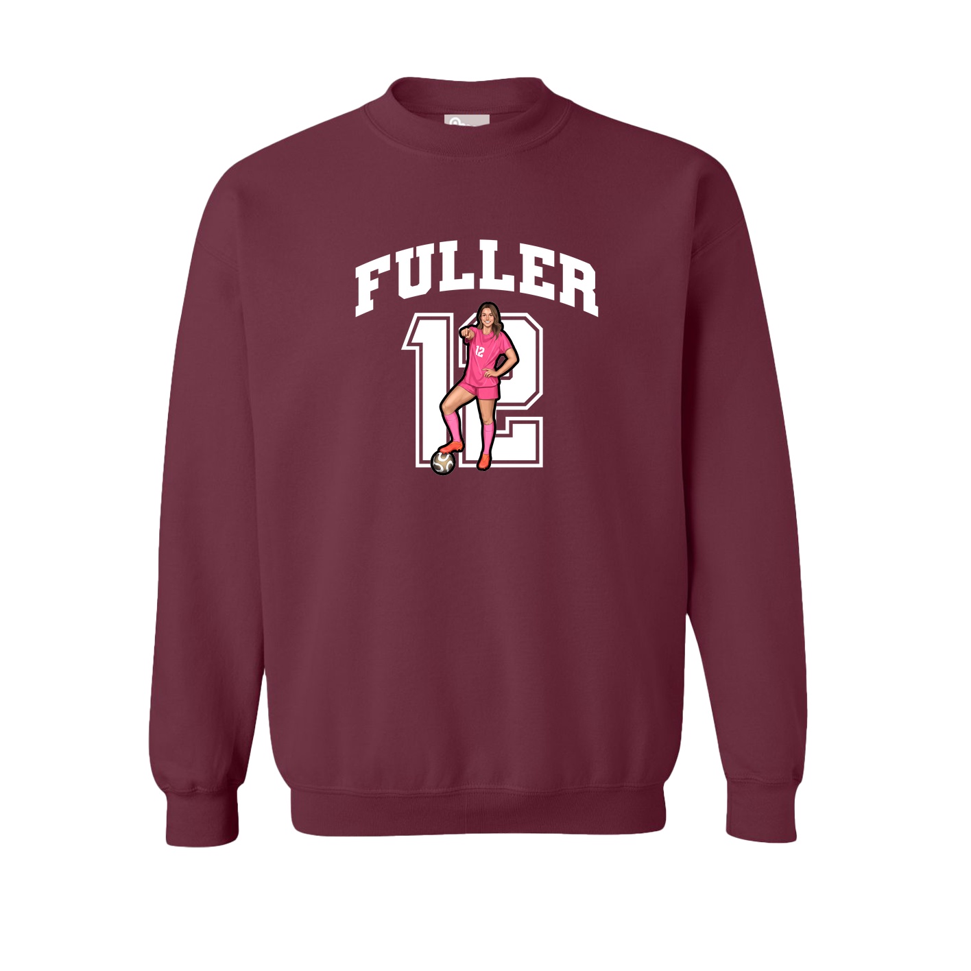 Fleece Crew — Number in Maroon