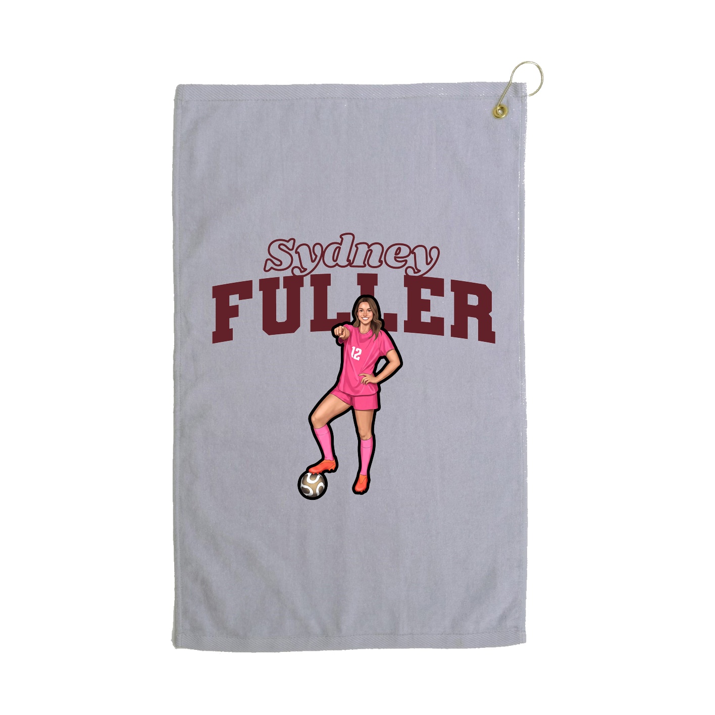 Golf Towel — Name Arch in Grey