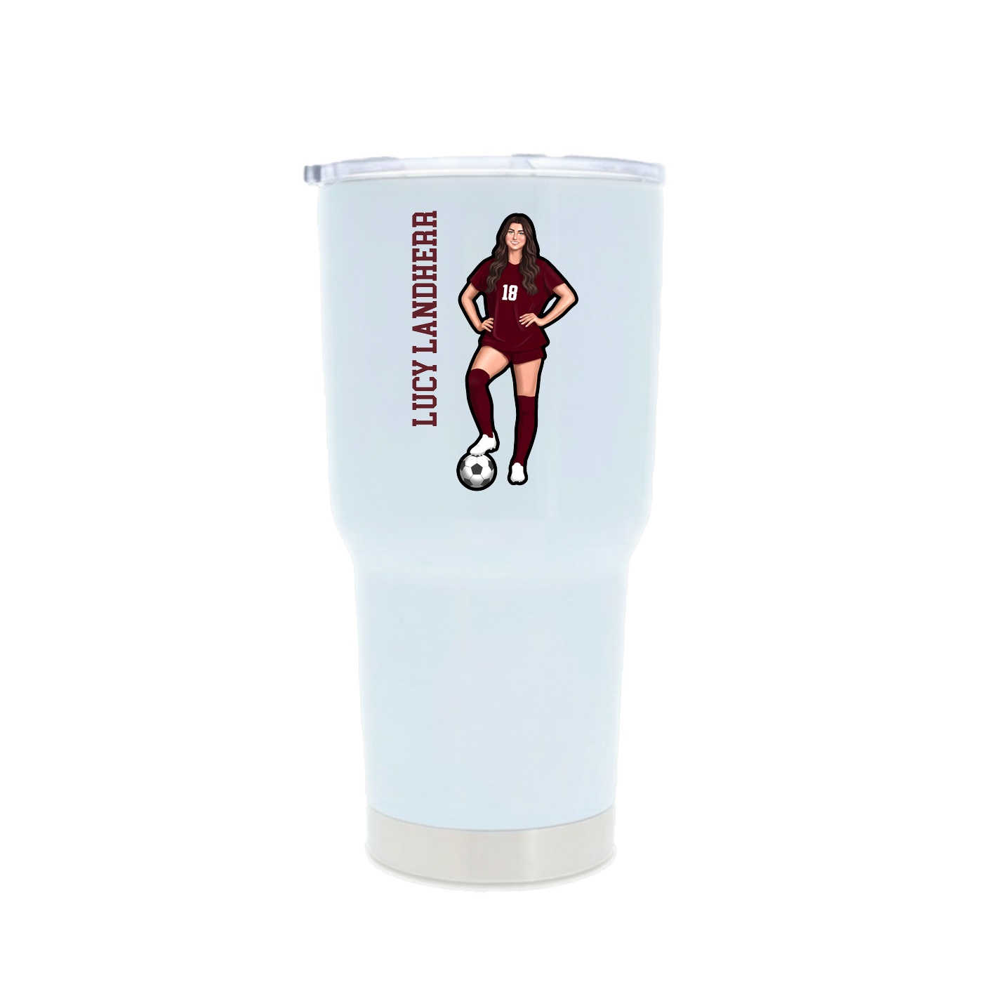 30oz Stainless Steel Tumbler — Name Vertical in White
