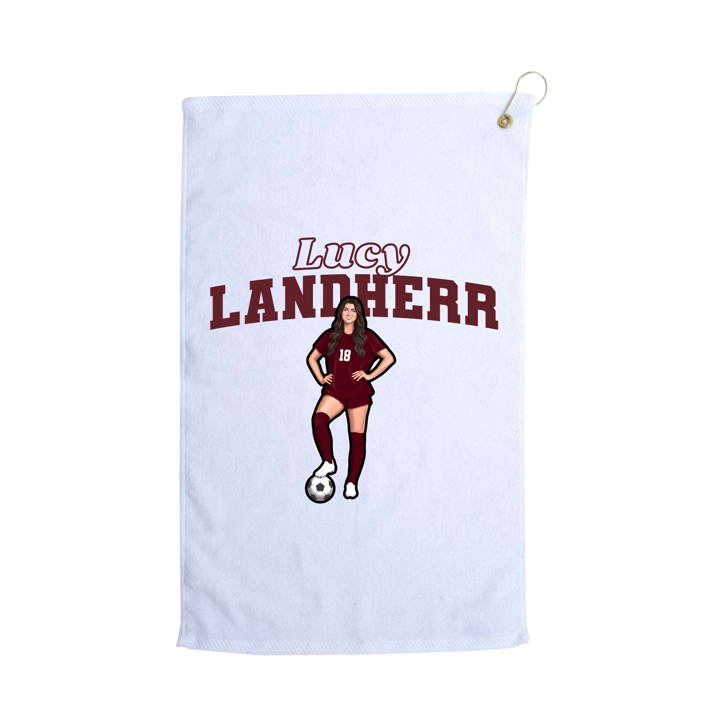 Golf Towel — Name Arch in White