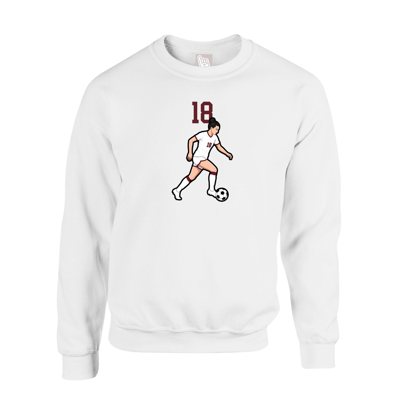 Fleece Crew — Number Top in White