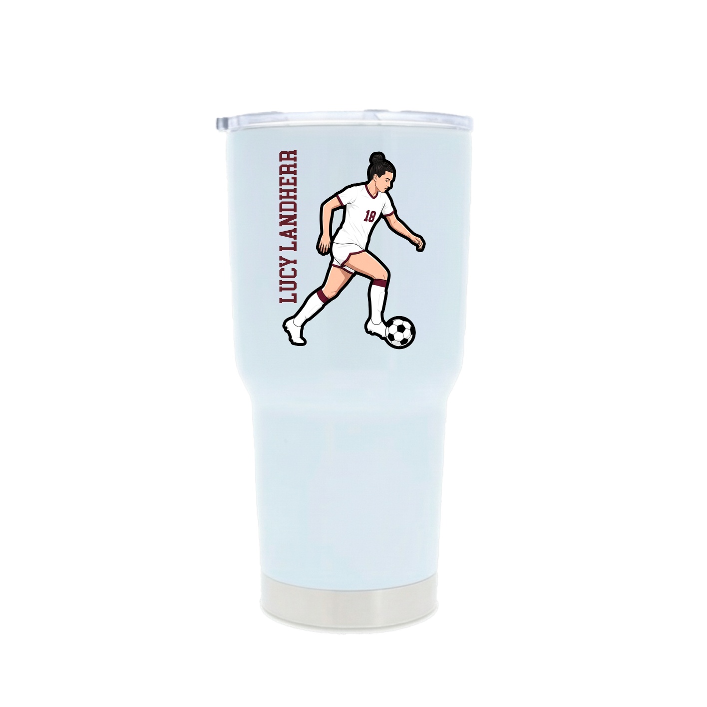 30oz Stainless Steel Tumbler — Name Vertical in White