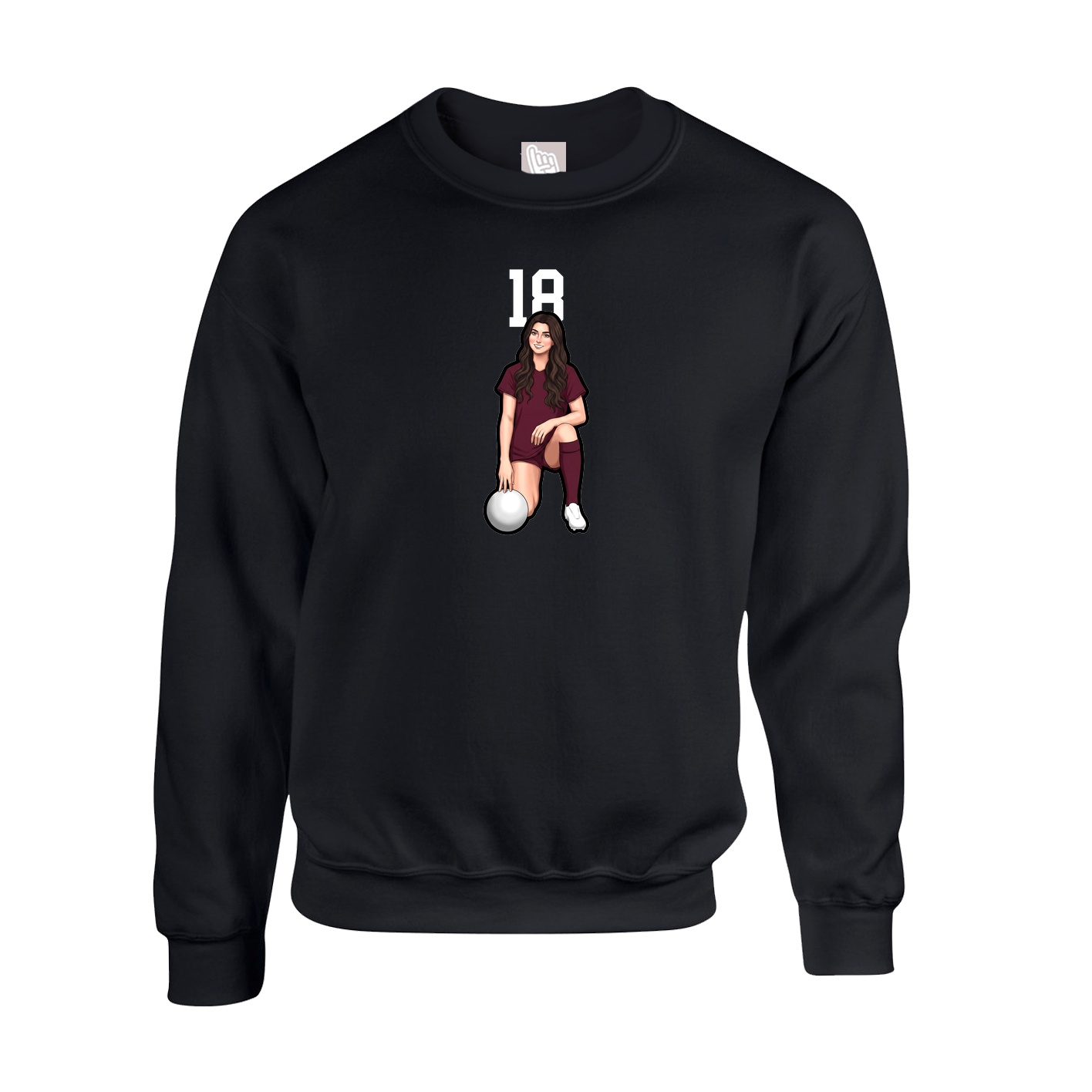 Fleece Crew — Number Top in Black