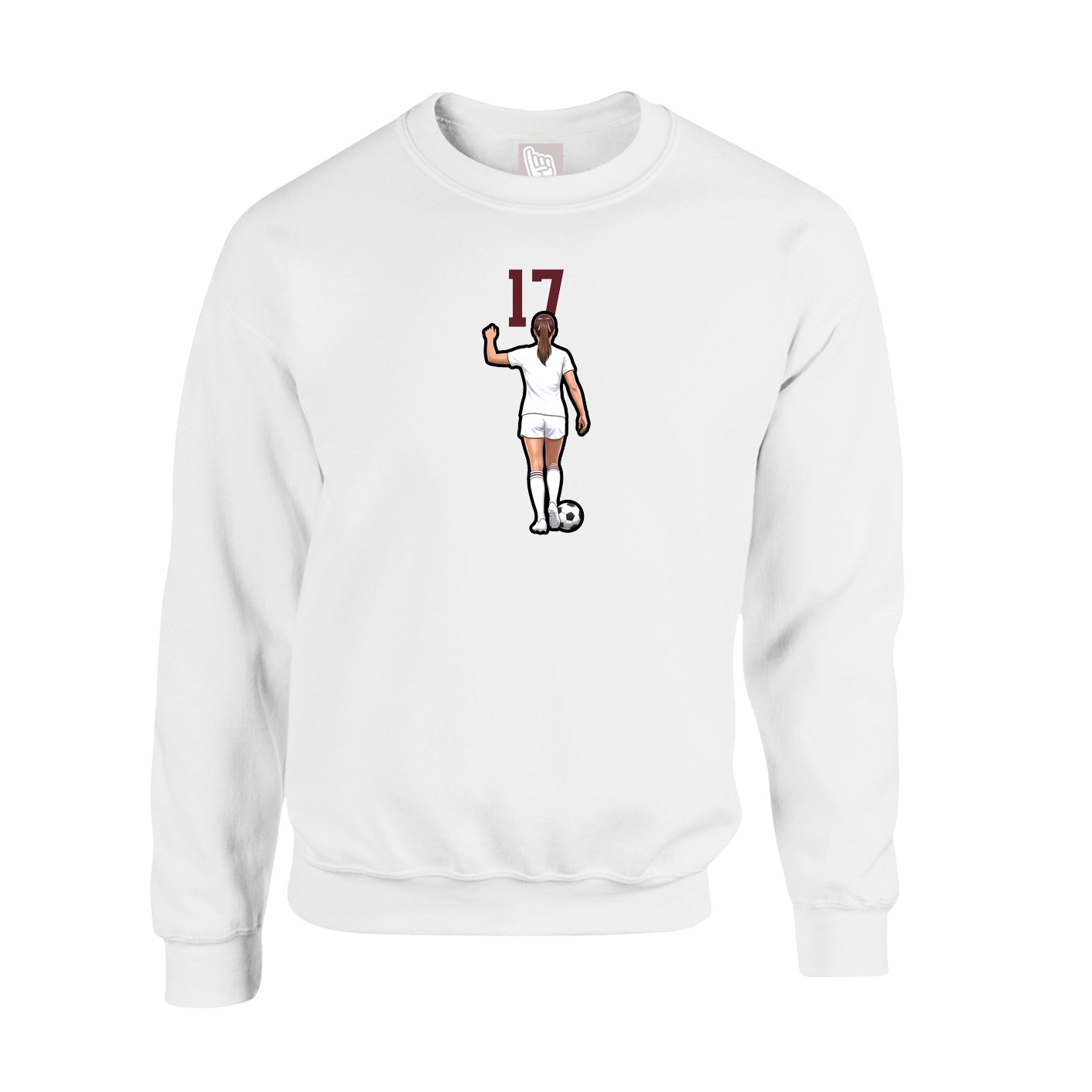 Fleece Crew — Number Top in White