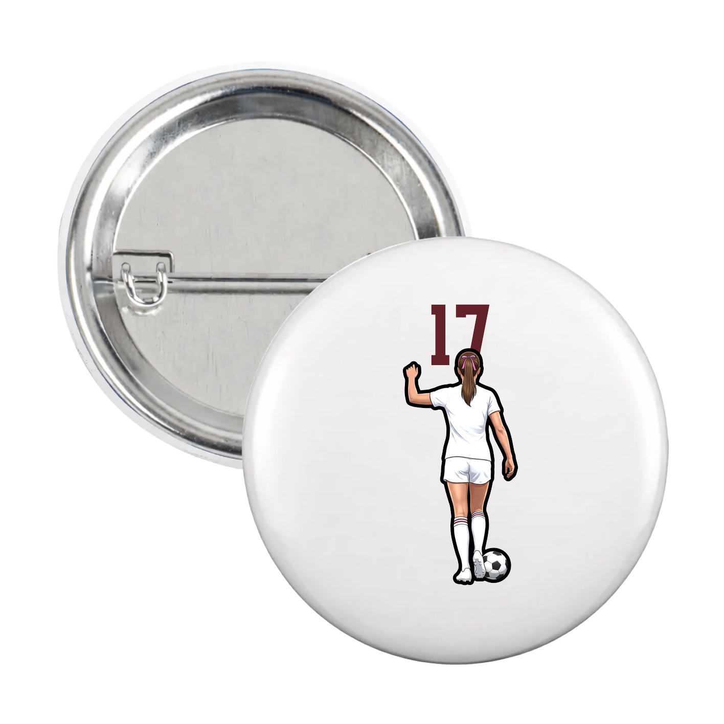 Game Day Button — Number Top in White