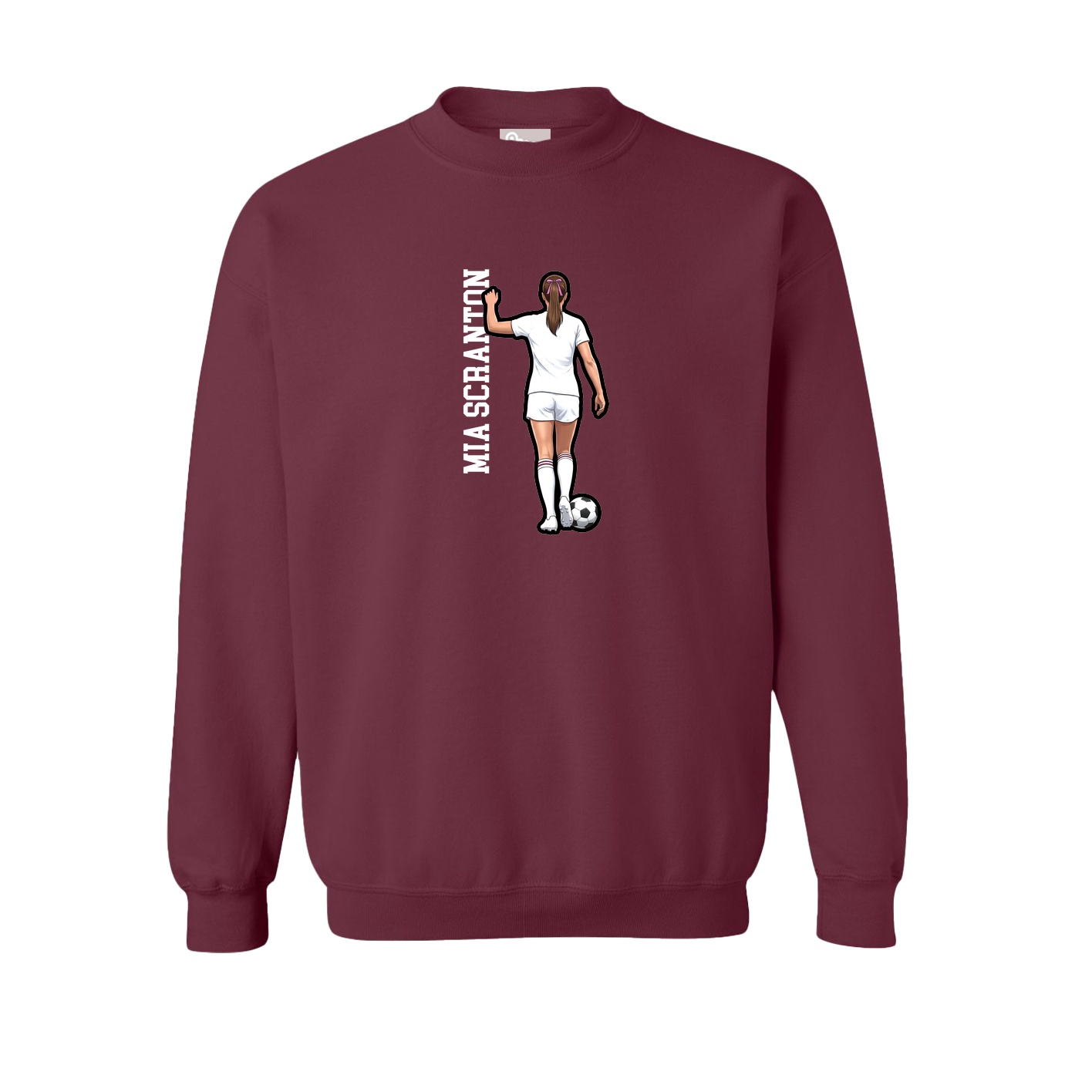 Fleece Crew — Name Vertical in Maroon