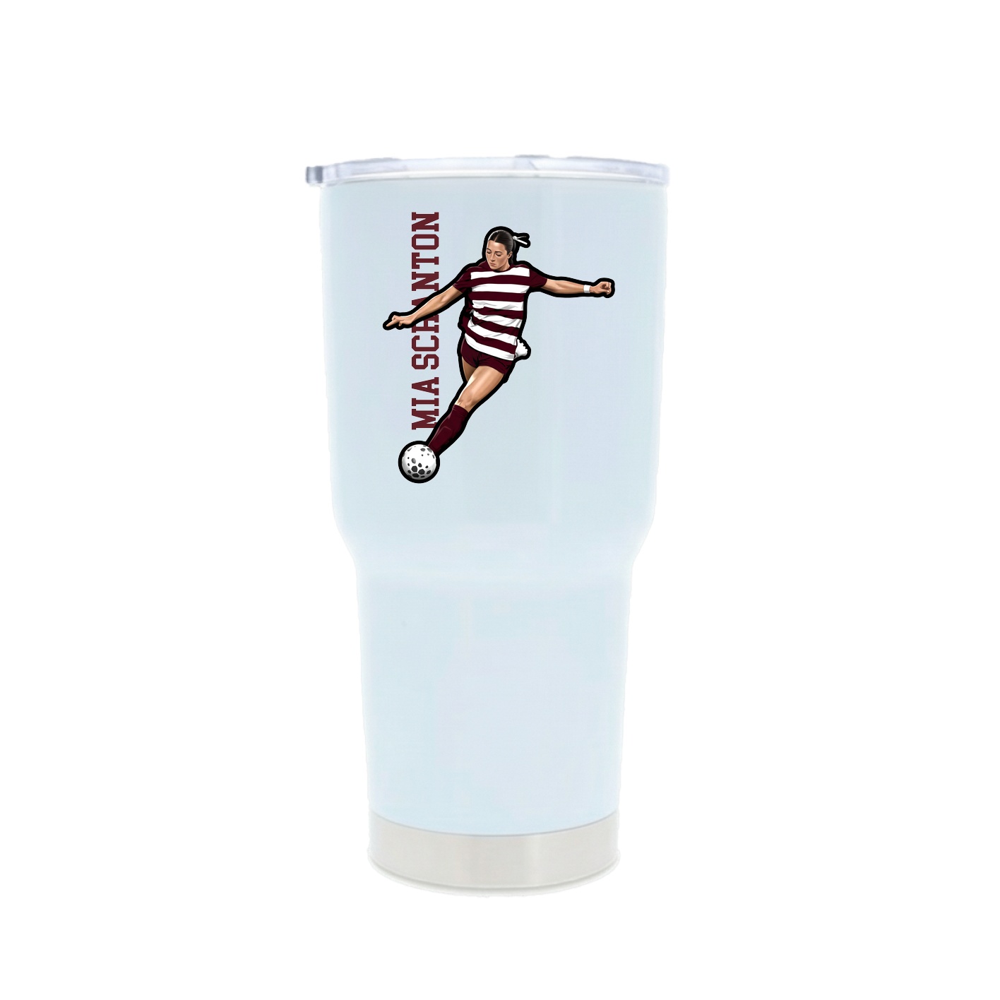 30oz Stainless Steel Tumbler — Name Vertical in White