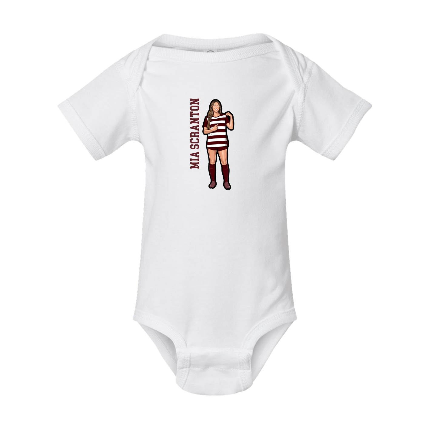 Baby Onesie — Name Vertical in White