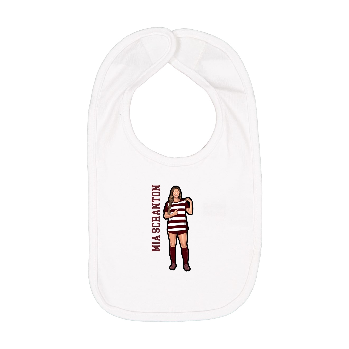 Infant Bib — Name Vertical in White