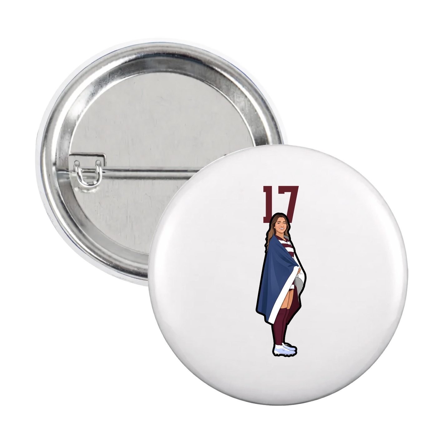Game Day Button — Number Top in White