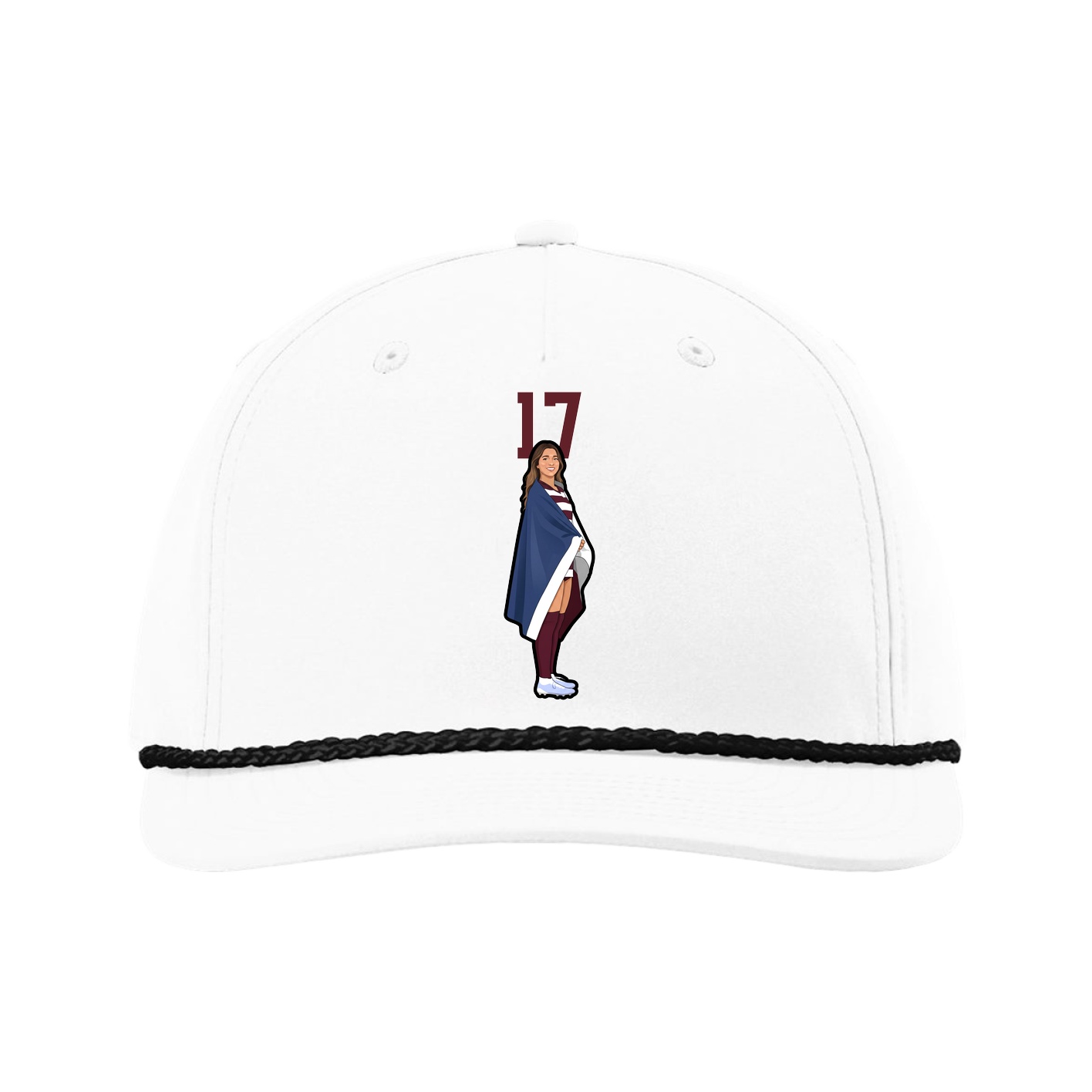 Five-Panel Classic Rope Cap — Number Top in White