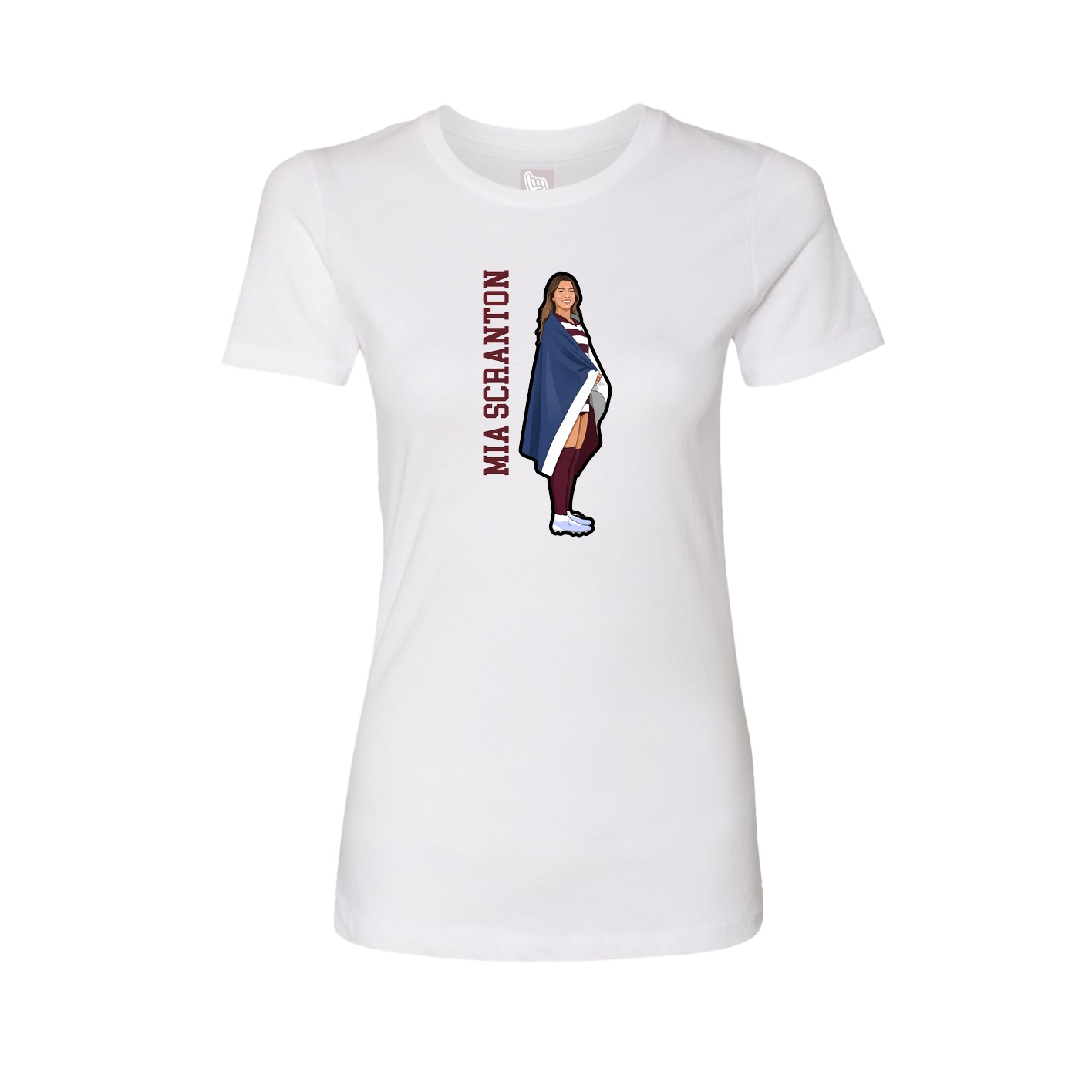 Fitted Women's Tee — Name Vertical in White