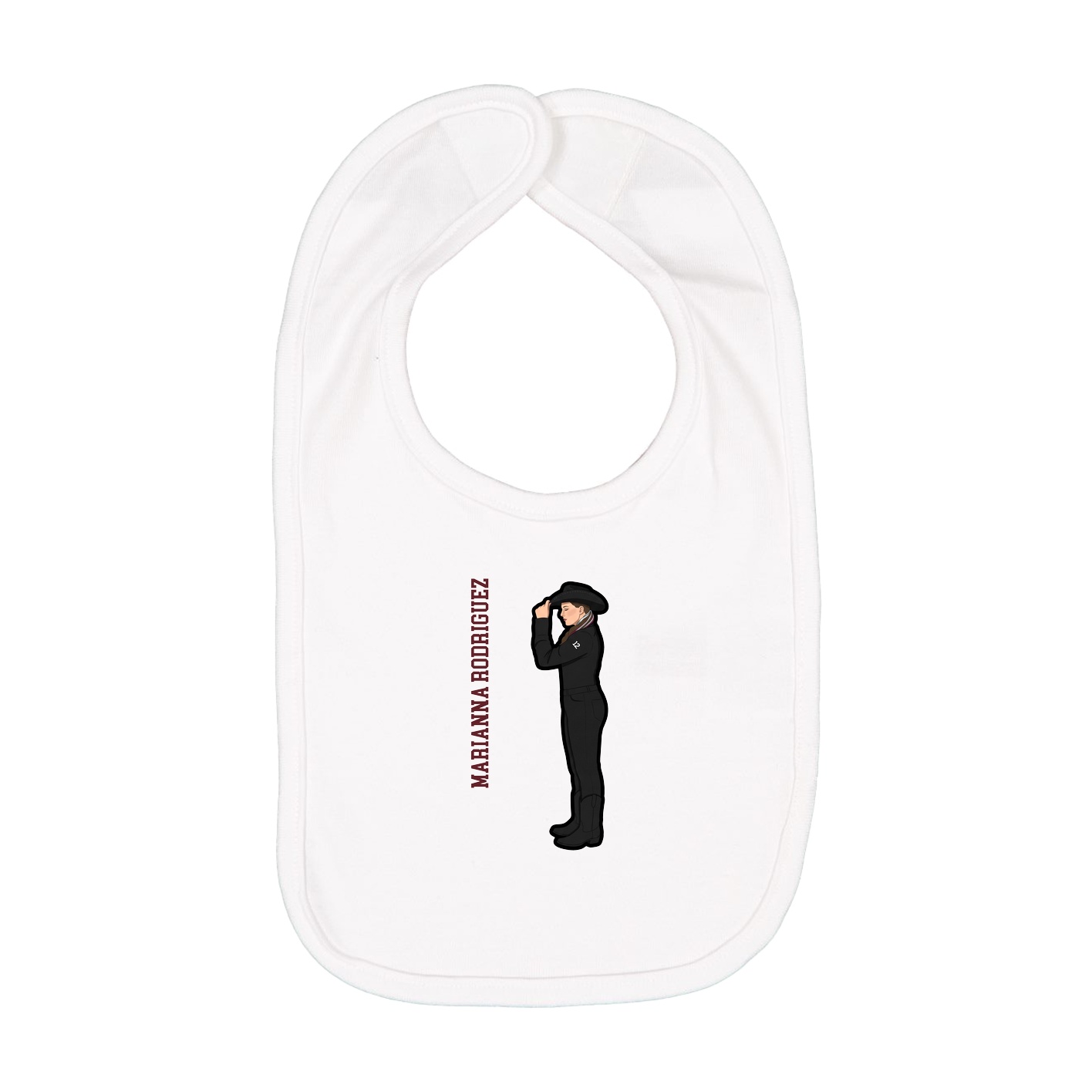 Infant Bib — Name Vertical in White