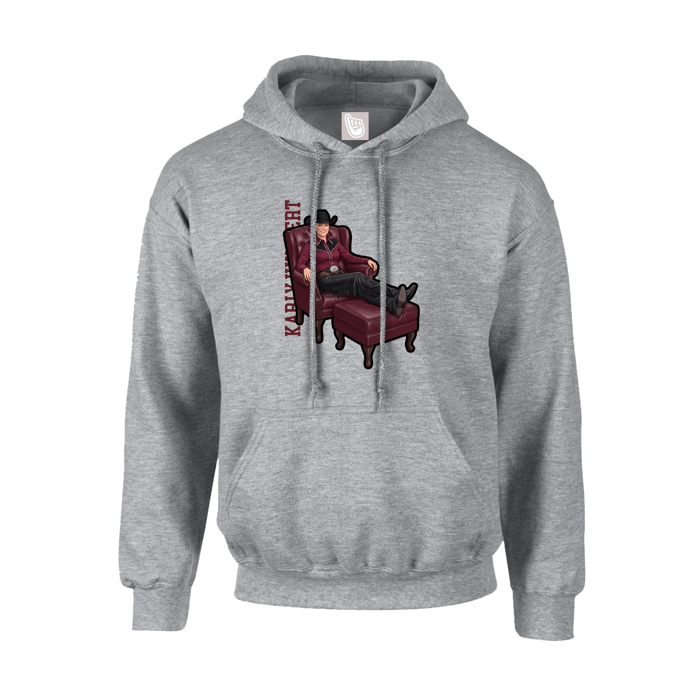 Youth Hoodie — Name Vertical in Grey