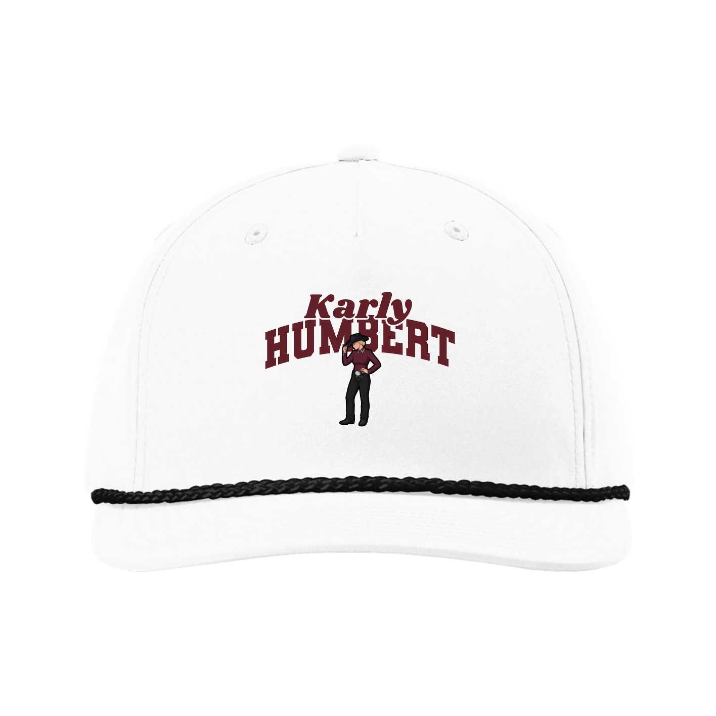 Five-Panel Classic Rope Cap — Signature Arch in White