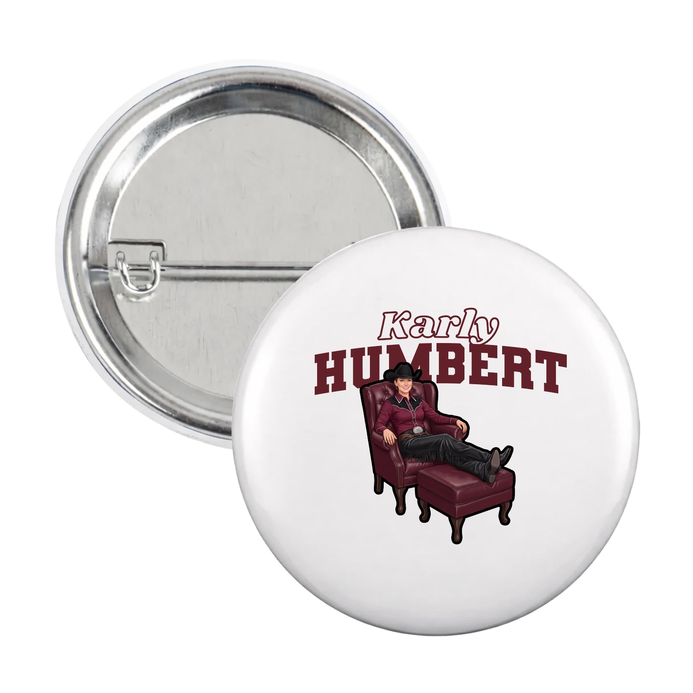 Game Day Button — Name Arch in White