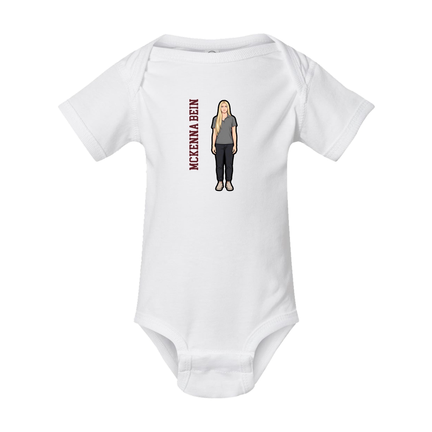 Baby Onesie — Name Vertical in White