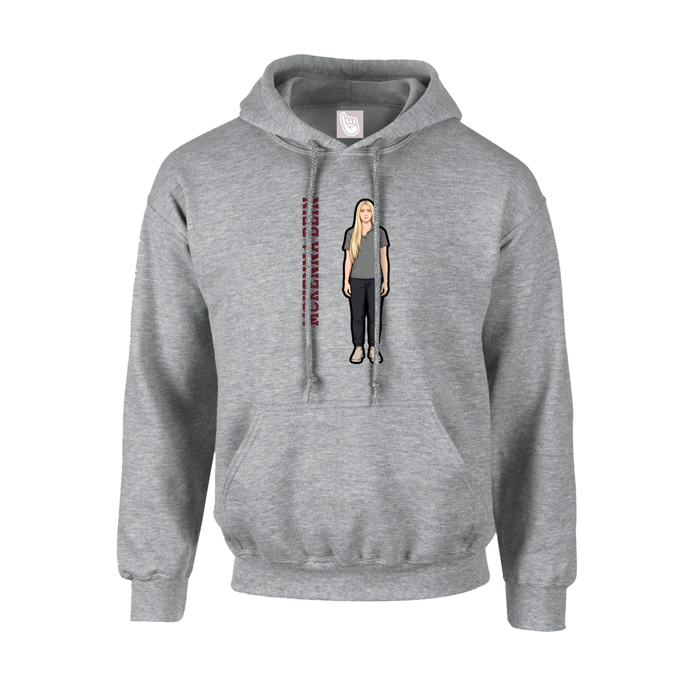 Hoodie — Name Vertical in Grey