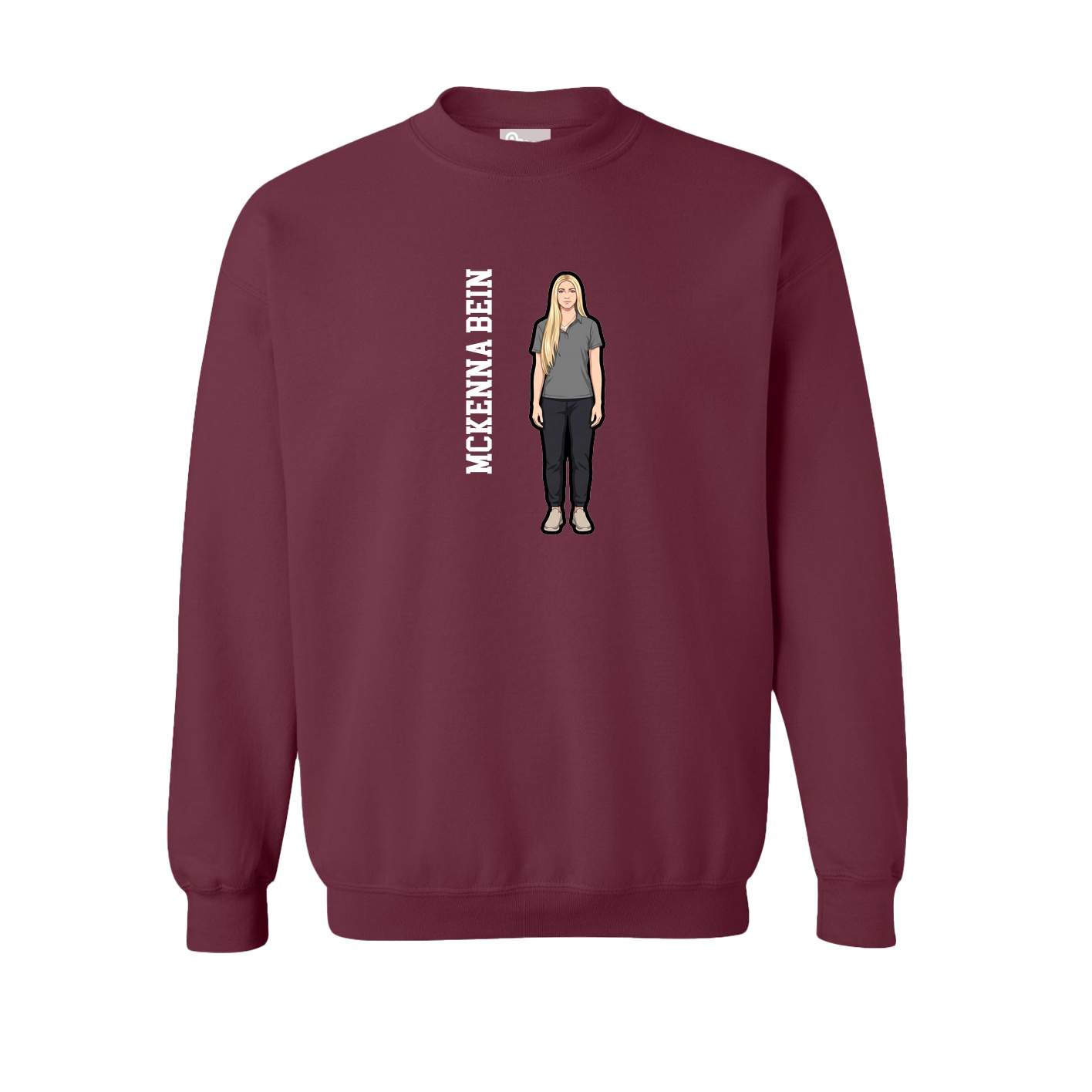 Fleece Crew — Name Vertical in Maroon
