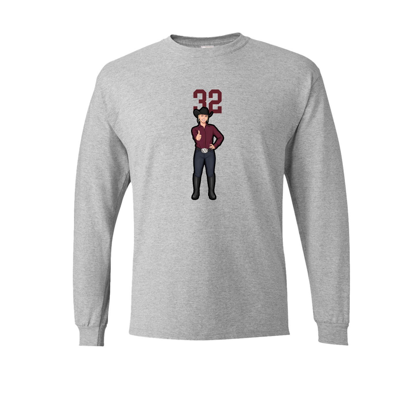 Long Sleeve Tee — Number Top in Grey