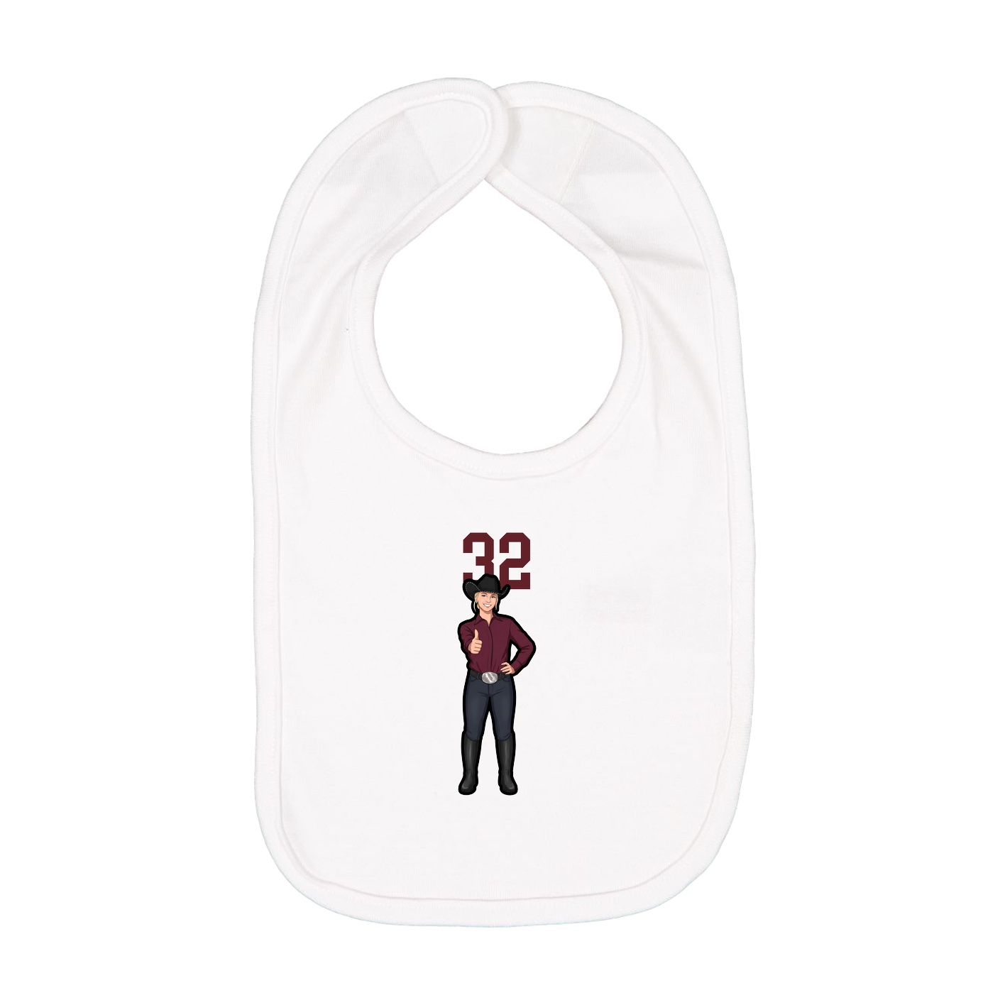 Infant Bib — Number Top in White