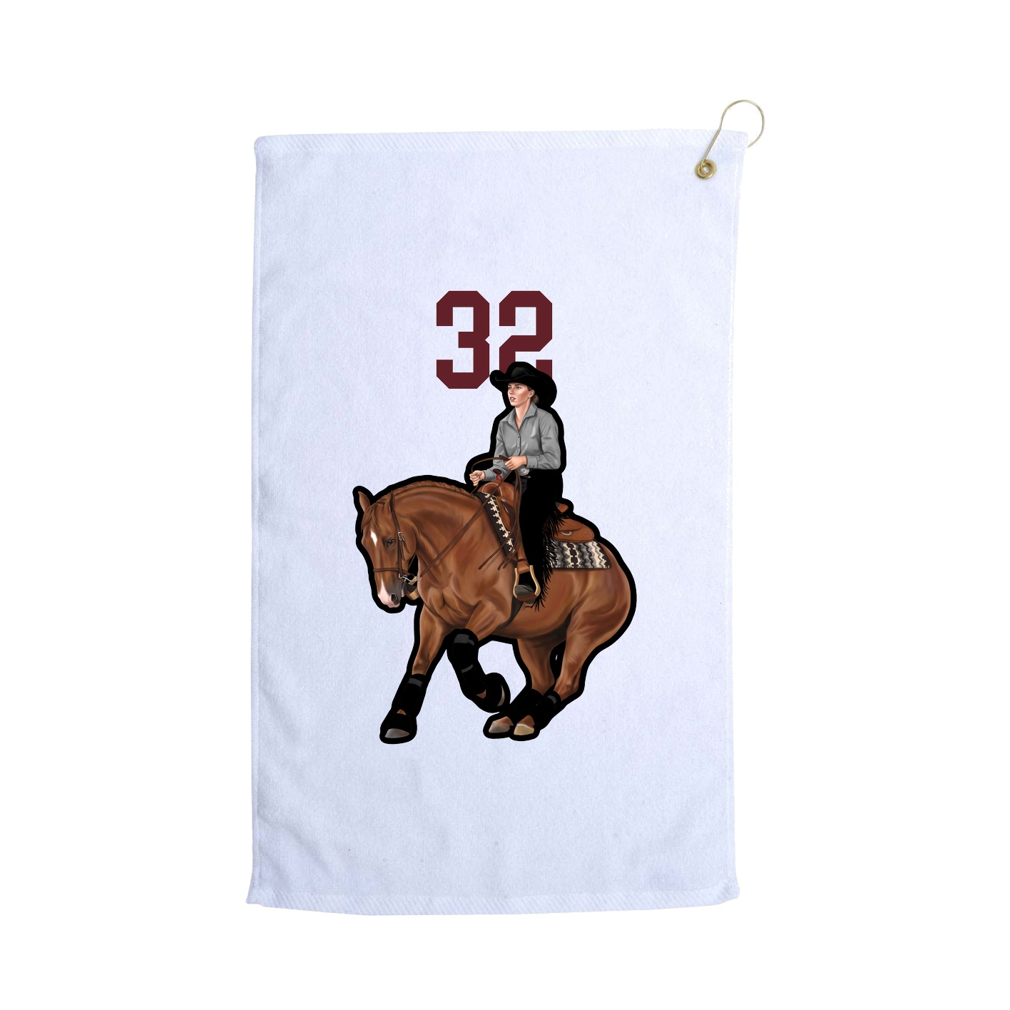 Golf Towel — Number Top in White