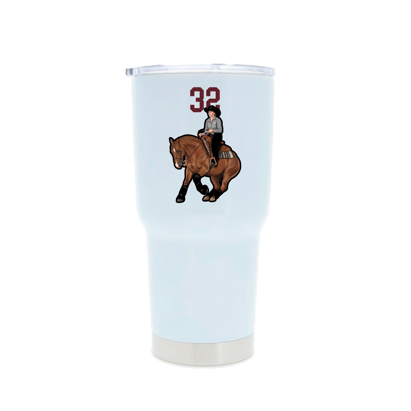 30oz Stainless Steel Tumbler — Number Top in White
